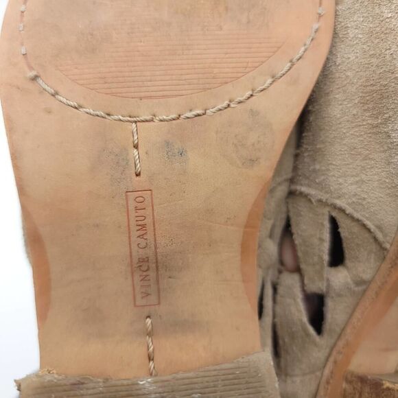 Vince Camuto Peera Cutout Suede Ankle Booties Khaki Size 7.5 - Picture 13 of 14